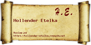 Hollender Etelka névjegykártya